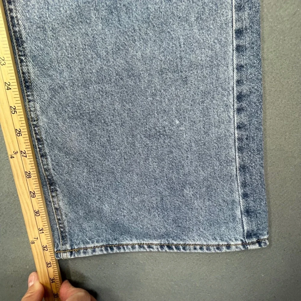 PacSun Blue Two Tone Baggy High Rise Wide Leg Button Fly Jeans Womens 28